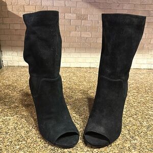 MICHAEL Michael Kors Women’s Elaine Suede Open-Toe Mid-Shaft Boots